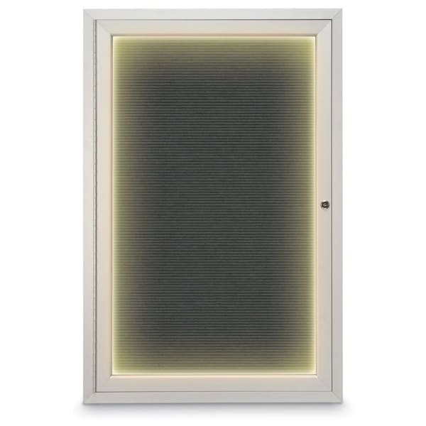 United Visual Products Hinge-less Radius Corkboard, 11"x13-1/2", Satin Alum Frame/Buff UVEB1113R-SATIN-BUFF - main